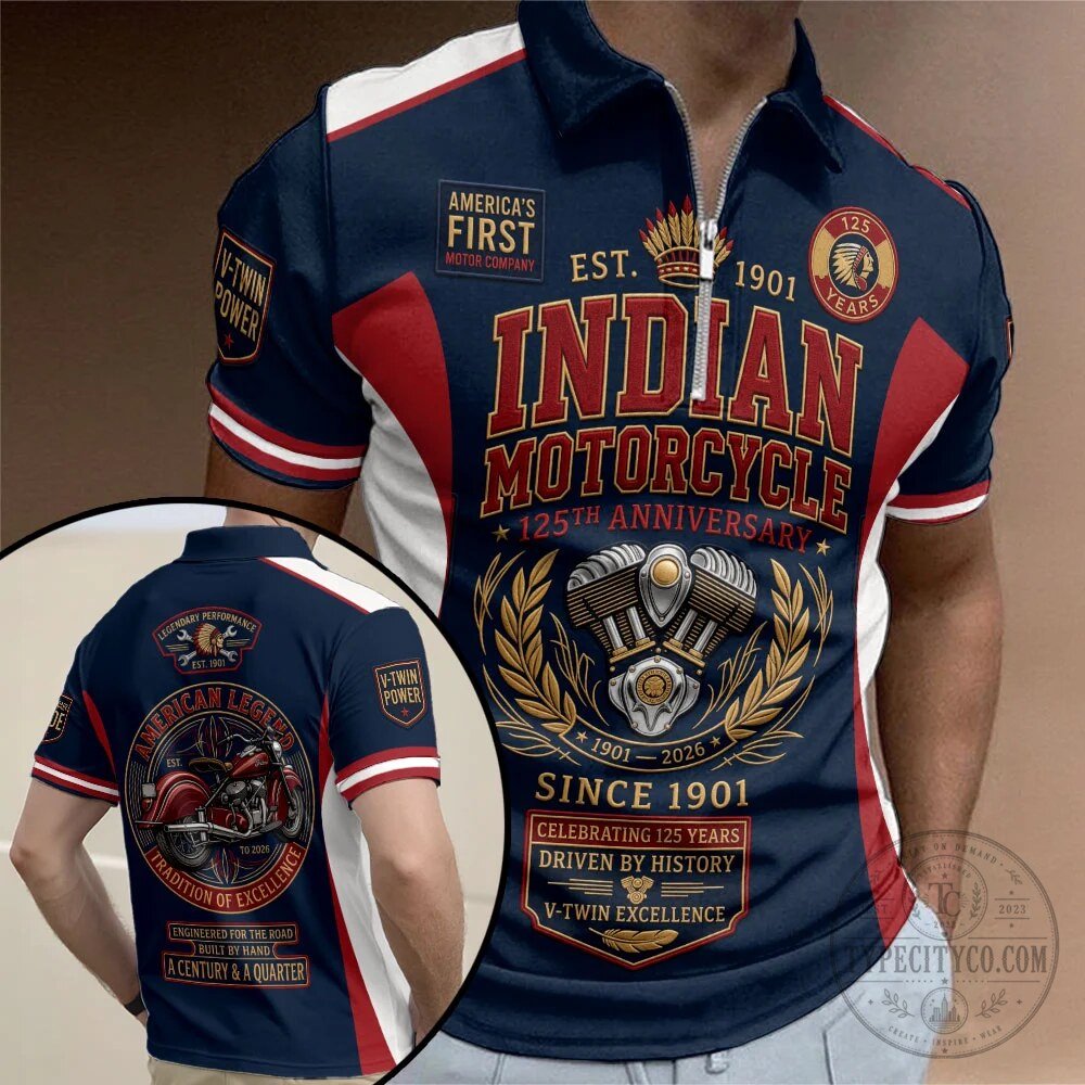 Indian Motorcycle 125th Anniversary V-Twin Power Polo Shirt