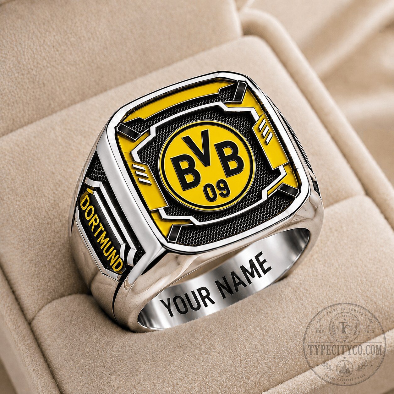 Borussia Dortmund Bundesliga Men Ring Custom Any Name Gift For Fan 2 Borussia Dortmund Bundesliga Men Ring Custom Any Name Gift For Fan