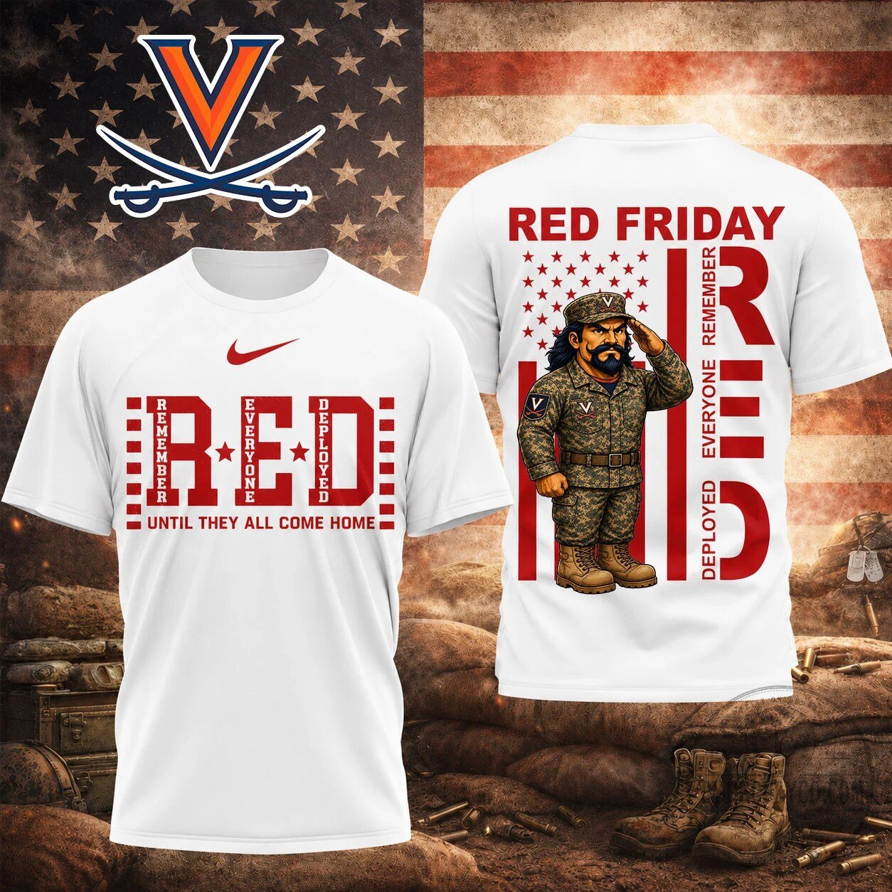 Support Our Troops T-Shirt | Premium Red Friday from Virginia Cavaliers NCAA