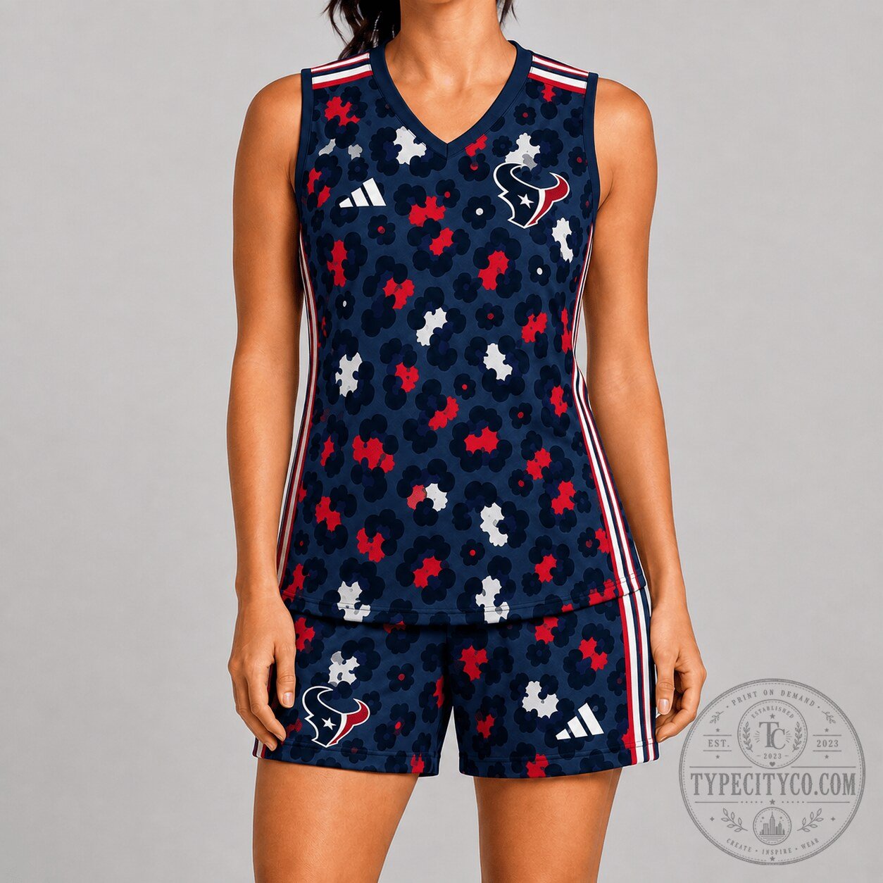 Houston Texans | Premium NFL Floral Leopard Gameday Tank Top & Shorts Set NY