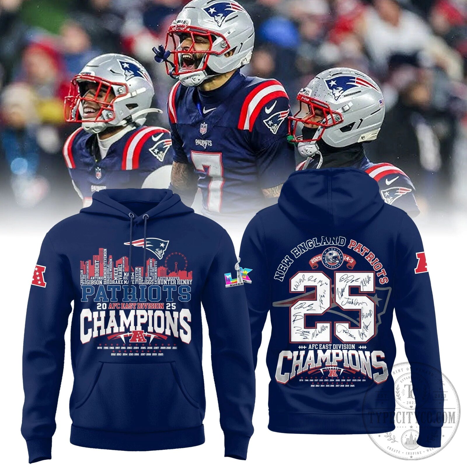 2025 AFC East Division Champions Hoodie - New England Patriots
