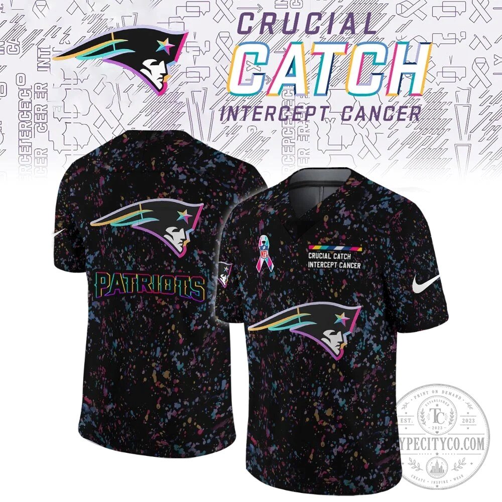 New England Patriots Crucial Catch Intercept Cancer Football Jersey