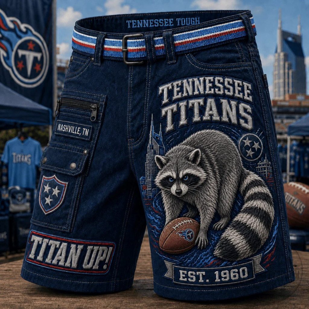 Tennessee Titans Raccoon Mascot Football Fan Denim Shorts Tennessee Titans Raccoon Mascot Football Fan Denim Shorts