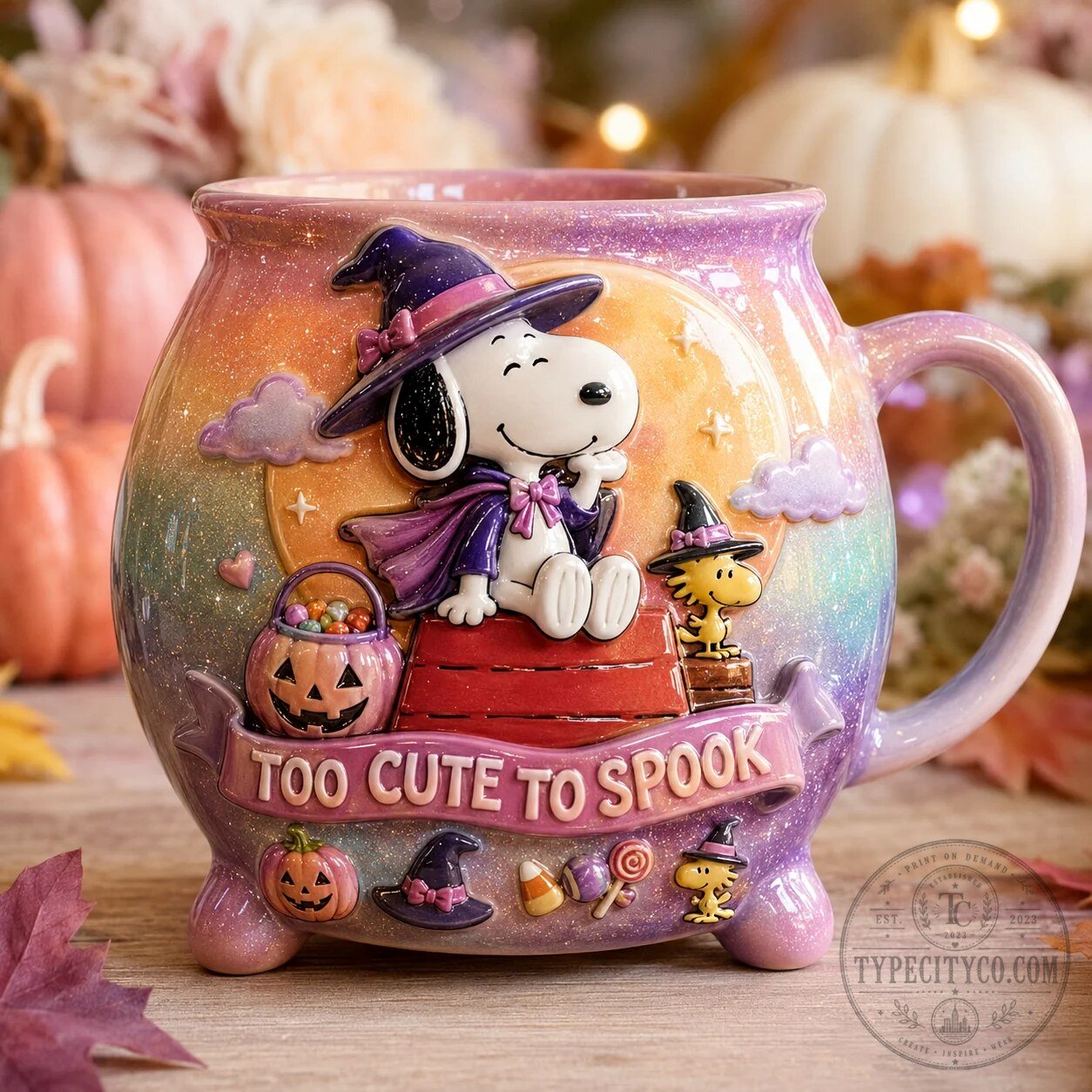 Snoopy Witch Cauldron Halloween Mug Too Cute To Spook Peanuts Collectible