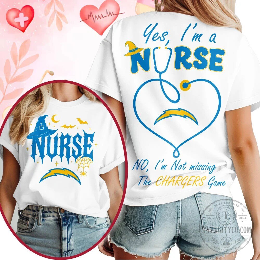 Los Angeles Chargers Nurse Halloween Stethoscope Game Day T-Shirt