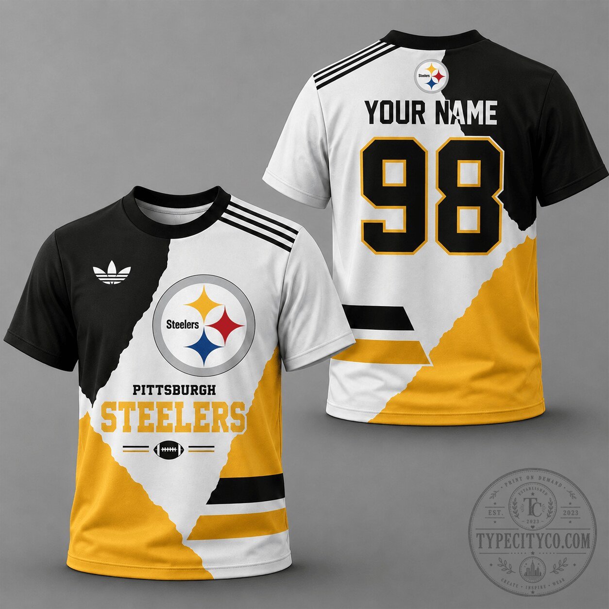 Pittsburgh Steelers National Football League Split Color Personalized Football Jersey