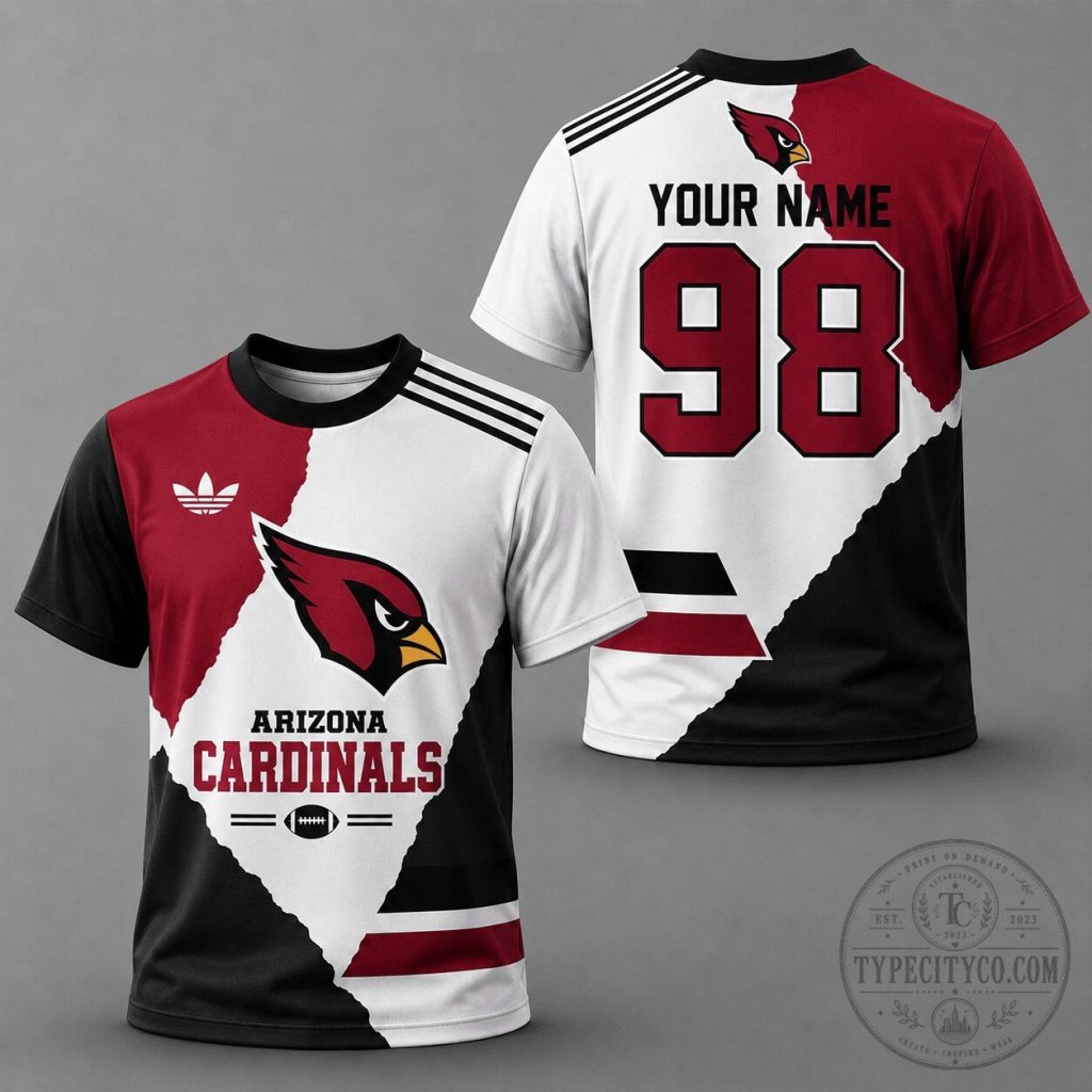 arizona-cardinals-football-team-split-color-design-t-shirt-with-custom-name-and-number-featured Arizona Cardinals Football Team Split Color Design T-Shirt with Custom Name and Number