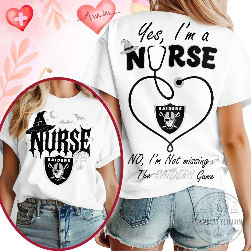 Las Vegas Raiders Nurse Halloween Stethoscope Heart Graphic T-Shirt