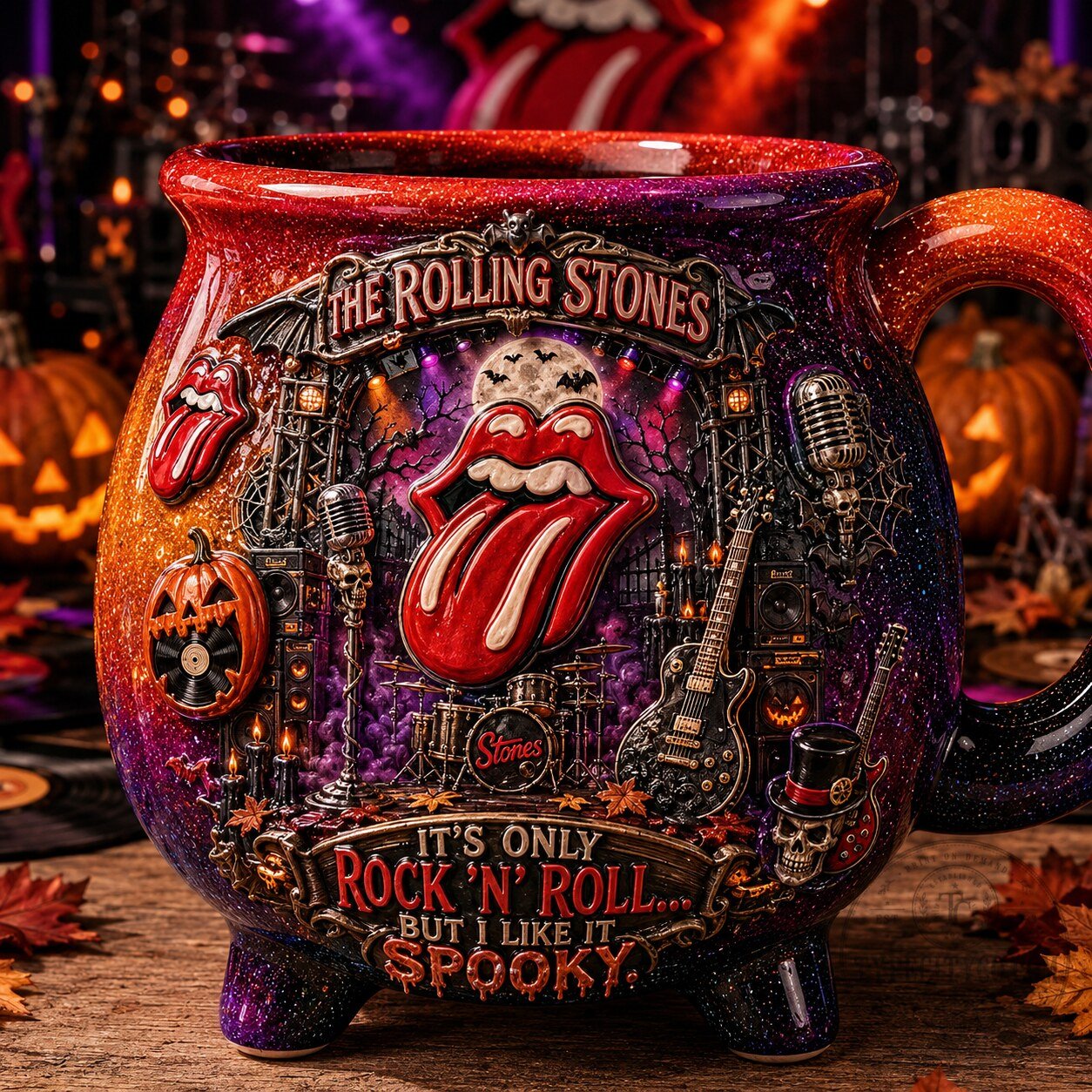Rolling Stones Halloween Cauldron Mug It's Only Rock and Roll But I Like It Spooky