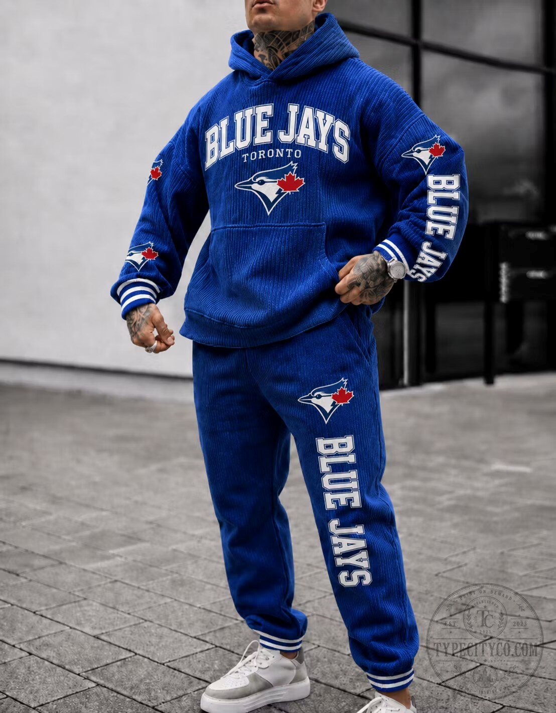 Toronto Blue Jays Baseball Team Logo Royal Blue Corduroy Hoodie 2 Toronto Blue Jays Baseball Team Logo Royal Blue Corduroy Hoodie