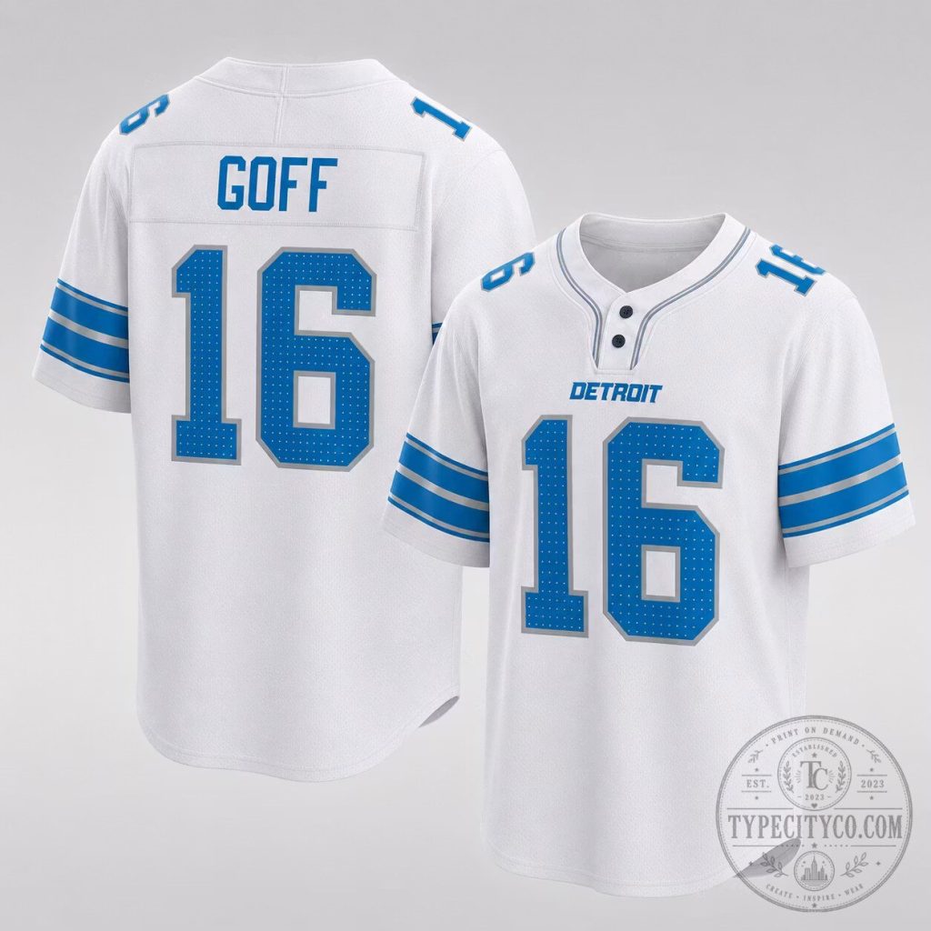 Detroit Lions Jared Goff Number 16 White Football Jersey Detroit Lions Jared Goff Number 16 White Football Jersey