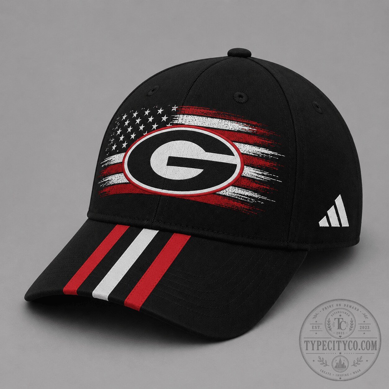 Georgia Bulldogs American Flag Brush Logo Performance Cap Hat
