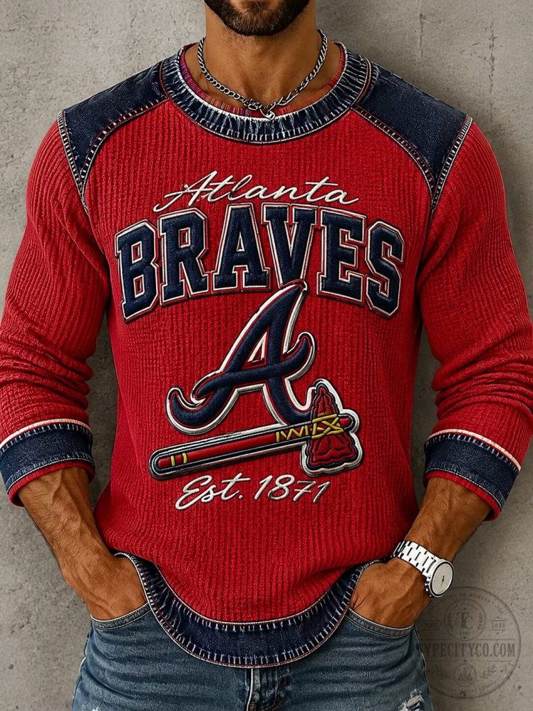 Atlanta Braves Baseball Team Logo Red Thermal Long Sleeve Shirt 11 Atlanta Braves Baseball Team Logo Red Thermal Long Sleeve Shirt