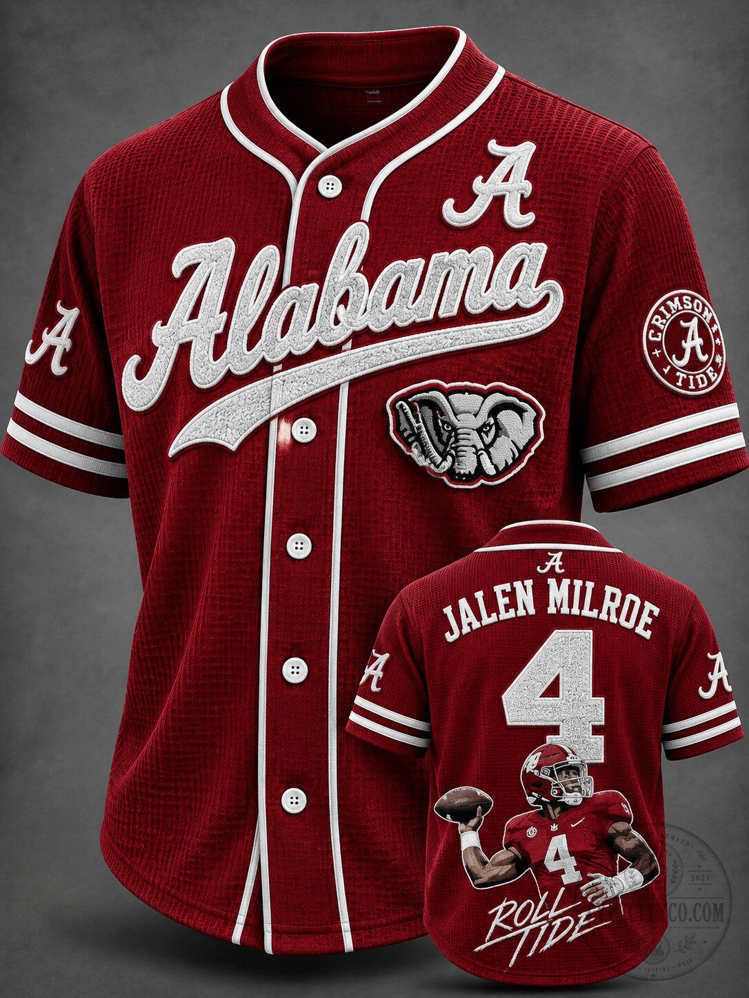 Alabama Crimson Tide Jalen Milroe Baseball Jersey