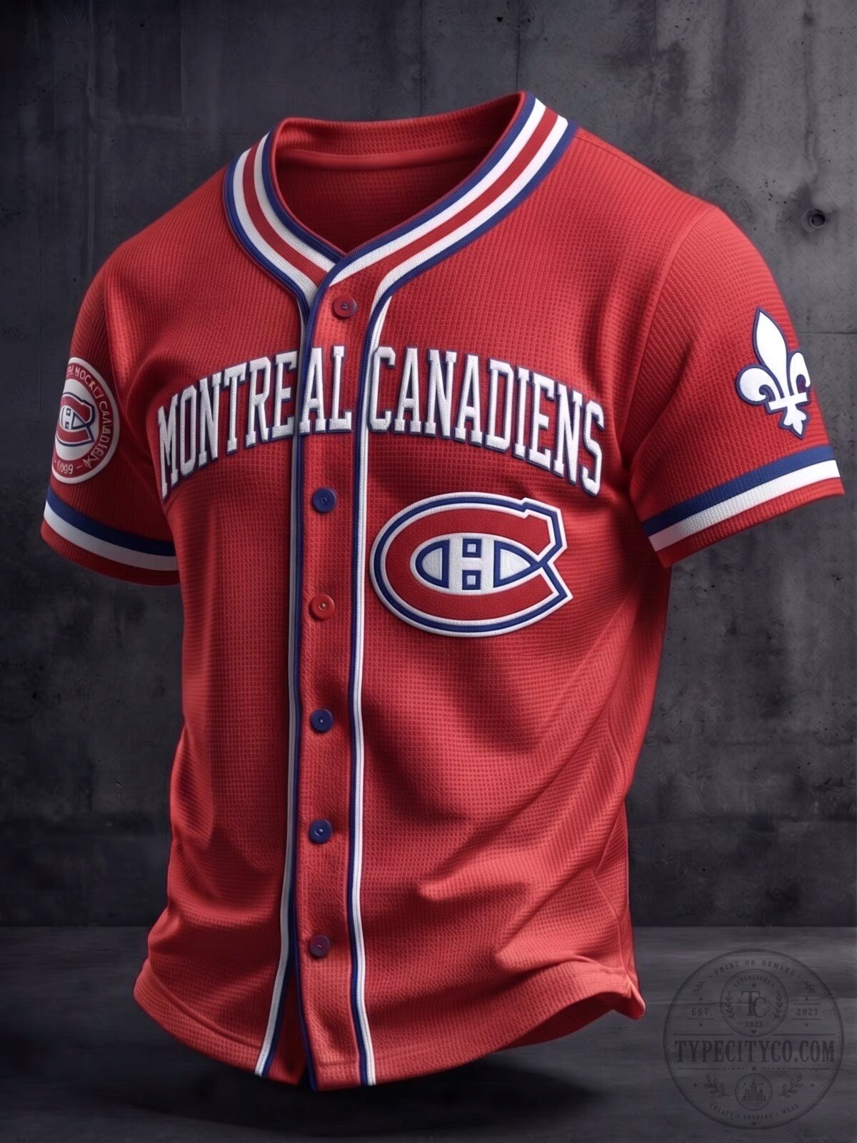 Montreal Canadiens Red and White Baseball Jersey for Men