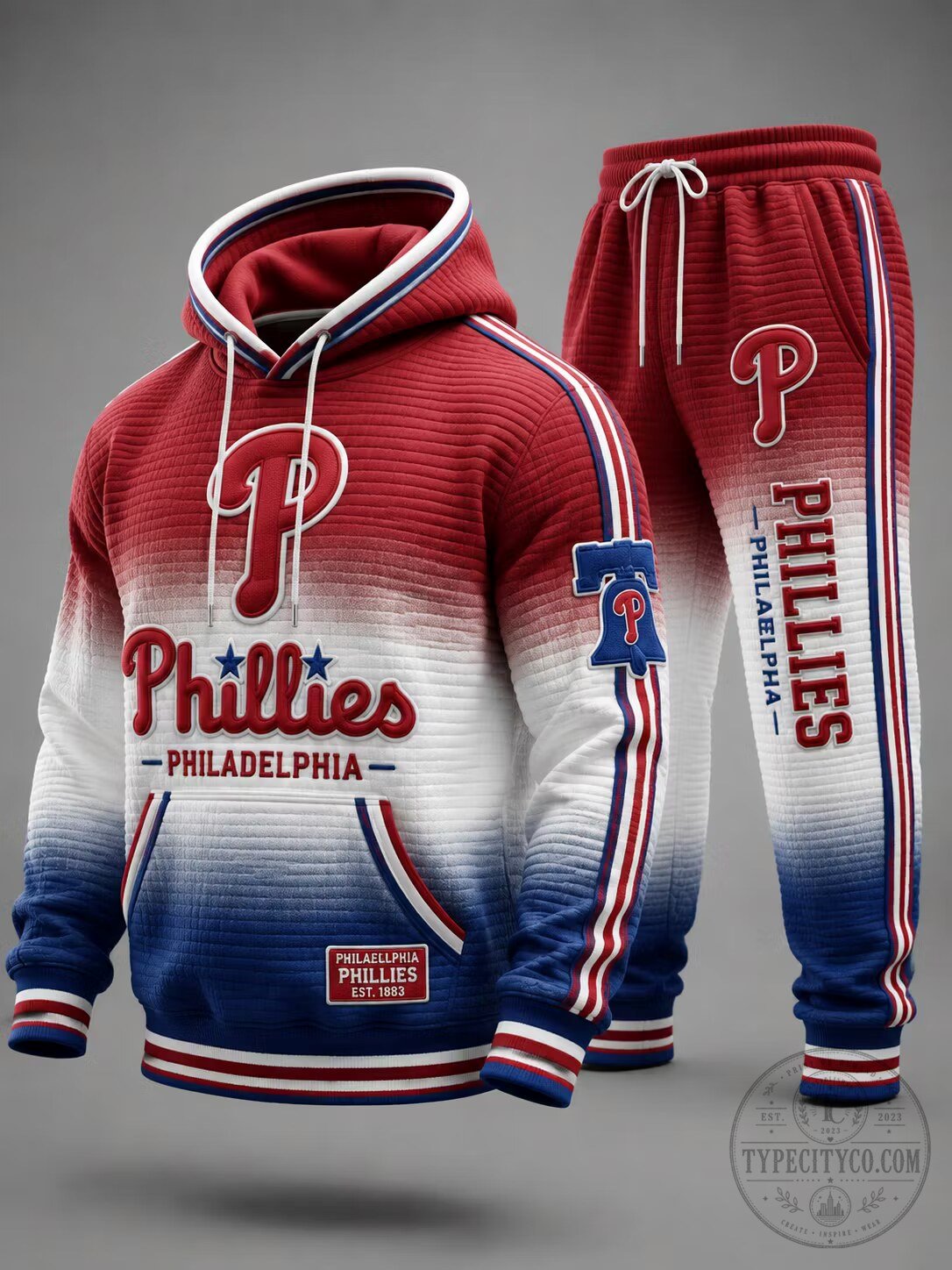 Philadelphia Phillies Gradient Quilted Hoodie and Jogger Set