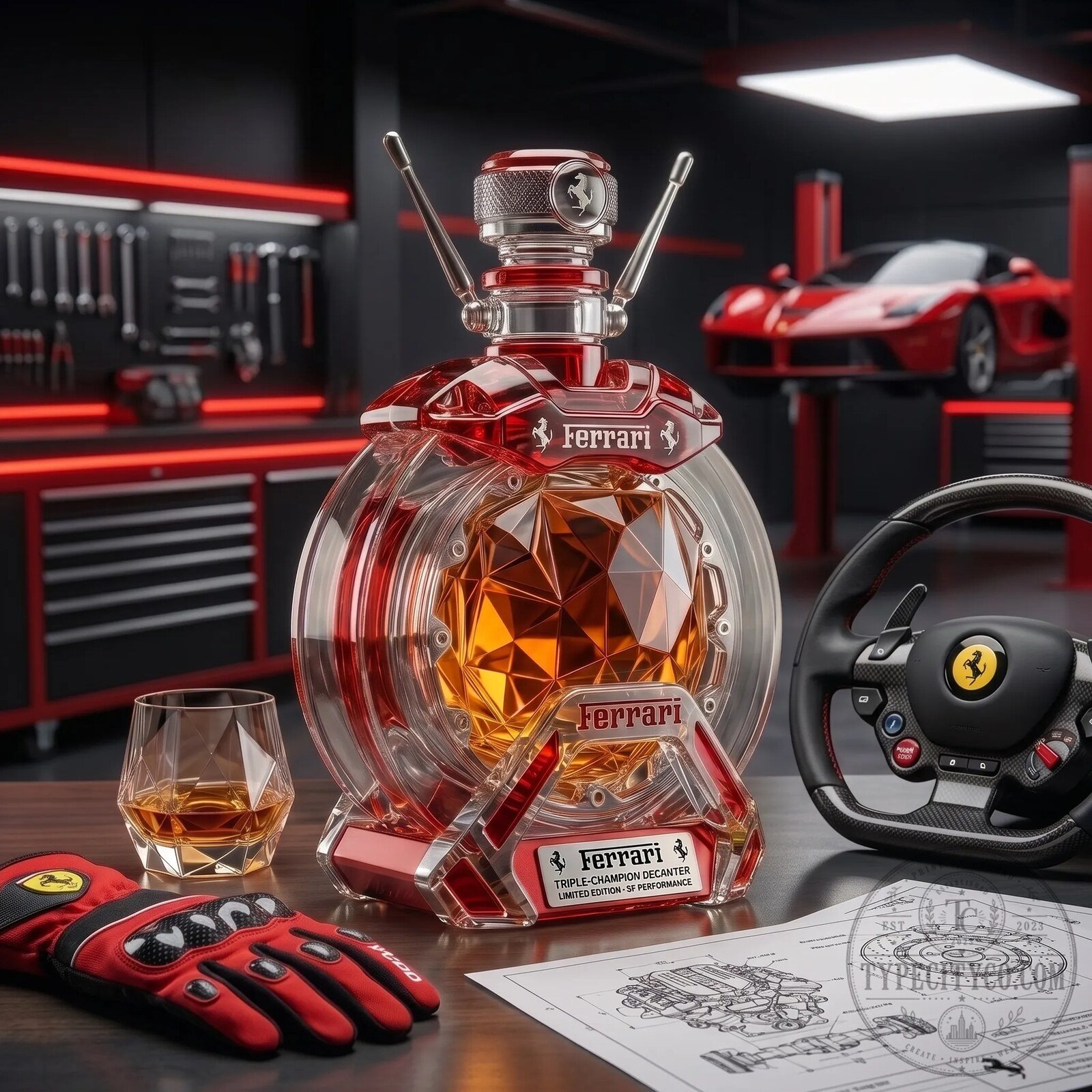 Ferrari Triple Champion Limited Edition Performance Whiskey Decanter