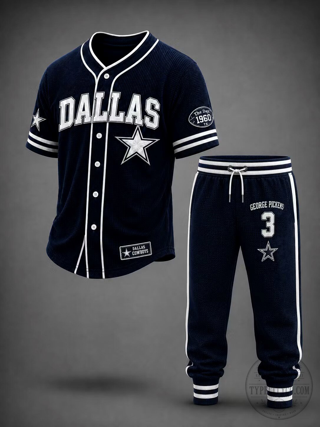 George Pickens Jogger Pants and Baseball Jersey Set for Dallas Cowboys Fans
