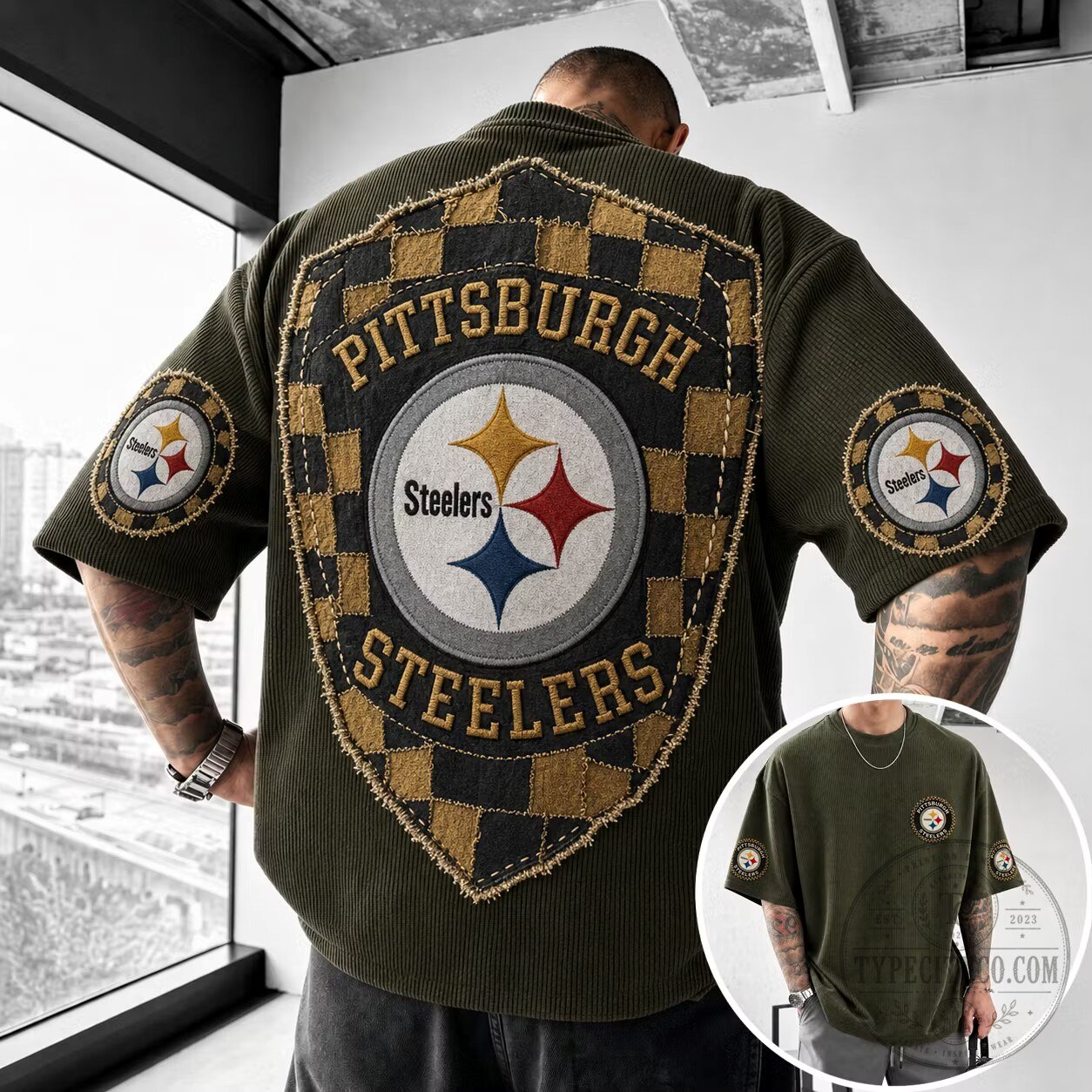 Pittsburgh Steelers American Football Team Embroidered Short-Sleeve T-Shirt
