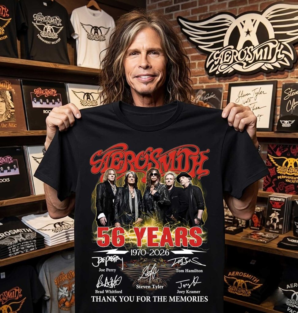Aerosmith 56 Years 1970-2026 Band Signatures Thank You For The Memories T-Shirt 23 Aerosmith 56 Years 1970-2026 Band Signatures Thank You For The Memories T-Shirt