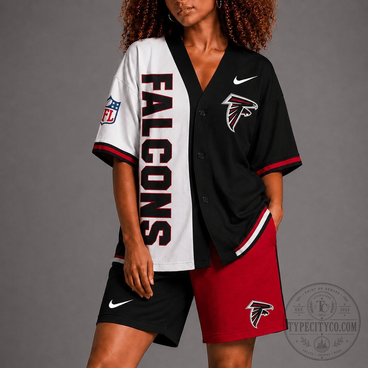 Atlanta Falcons NFL Team Pride Black and White Short Sleeve Baseball Jersey