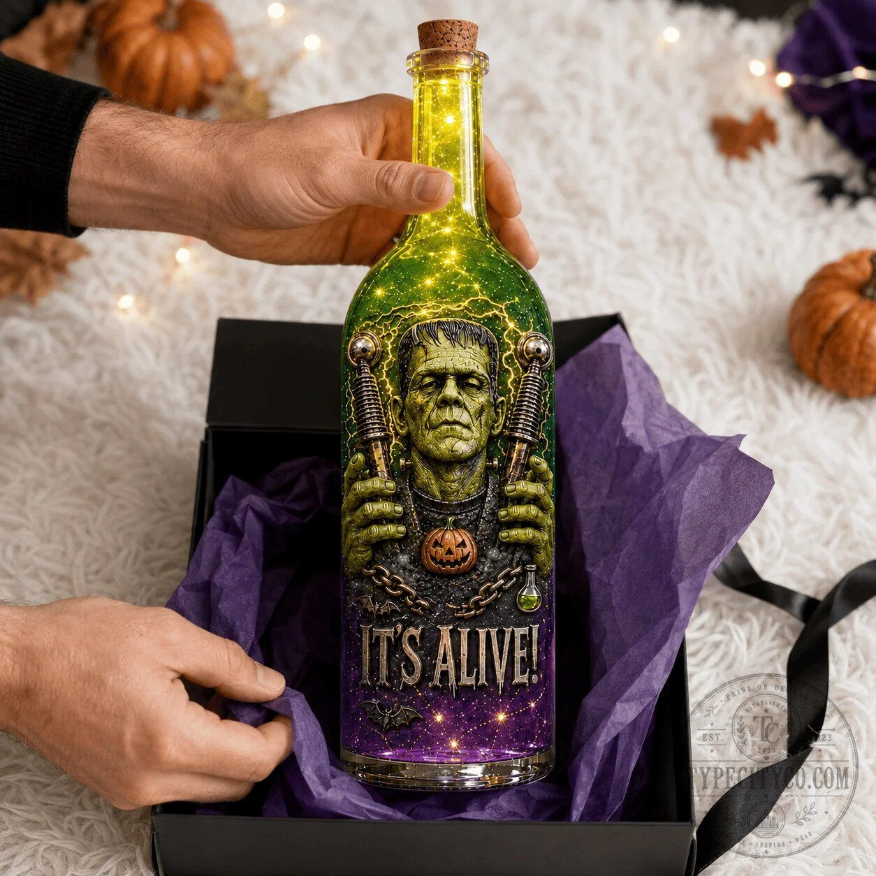 Frankenstein's Monster Halloween Decor Bottle Lamp with Castle Design 3 Frankenstein