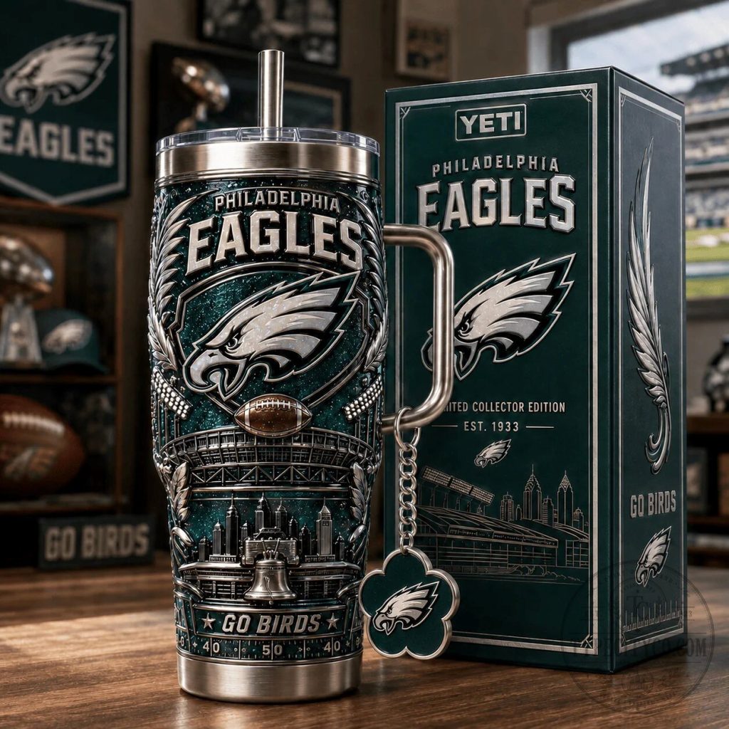 Philadelphia Eagles Football Team Stanley Style Tumbler with Handle Philadelphia Eagles Football Team Stanley Style Tumbler with Handle