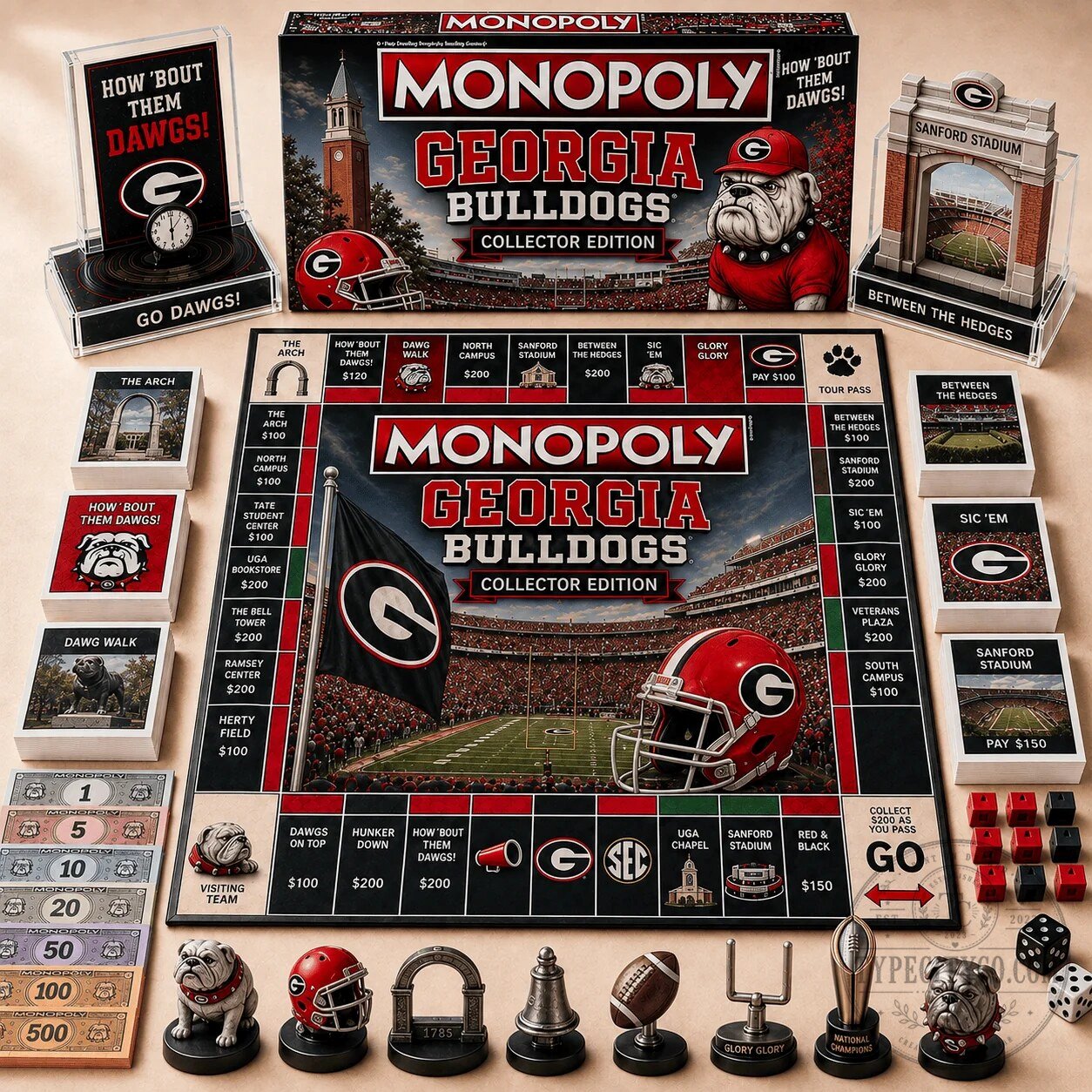 Collector's Edition Board Game of Monopoly Featuring Georgia Bulldogs