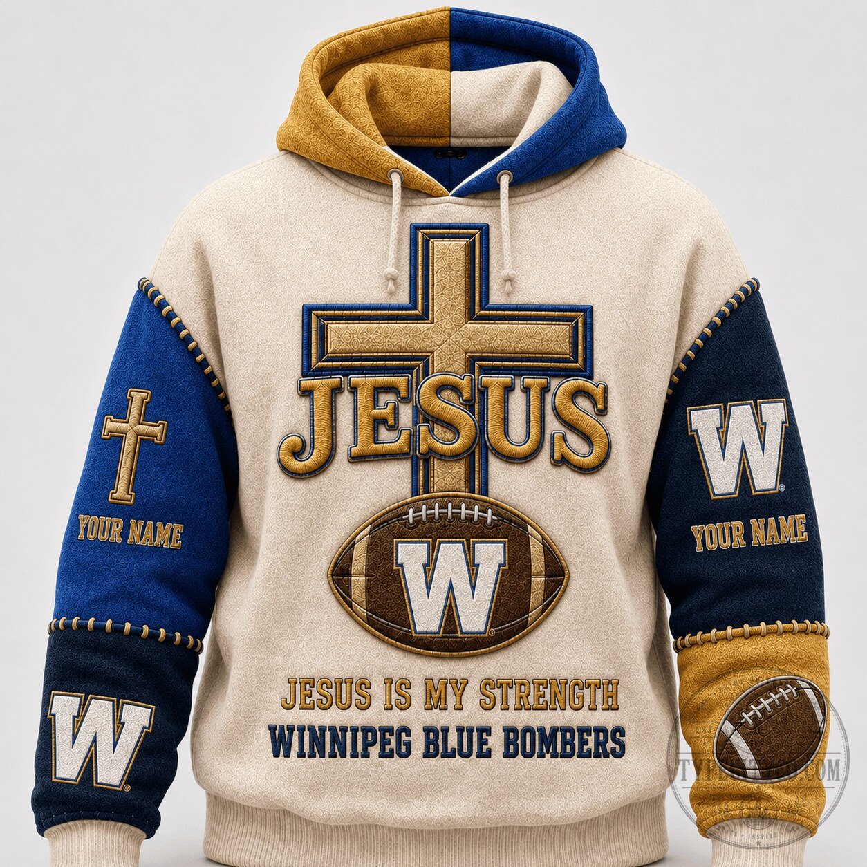Winnipeg Blue Bombers Jesus Is My Strength Football Team Hoodie
