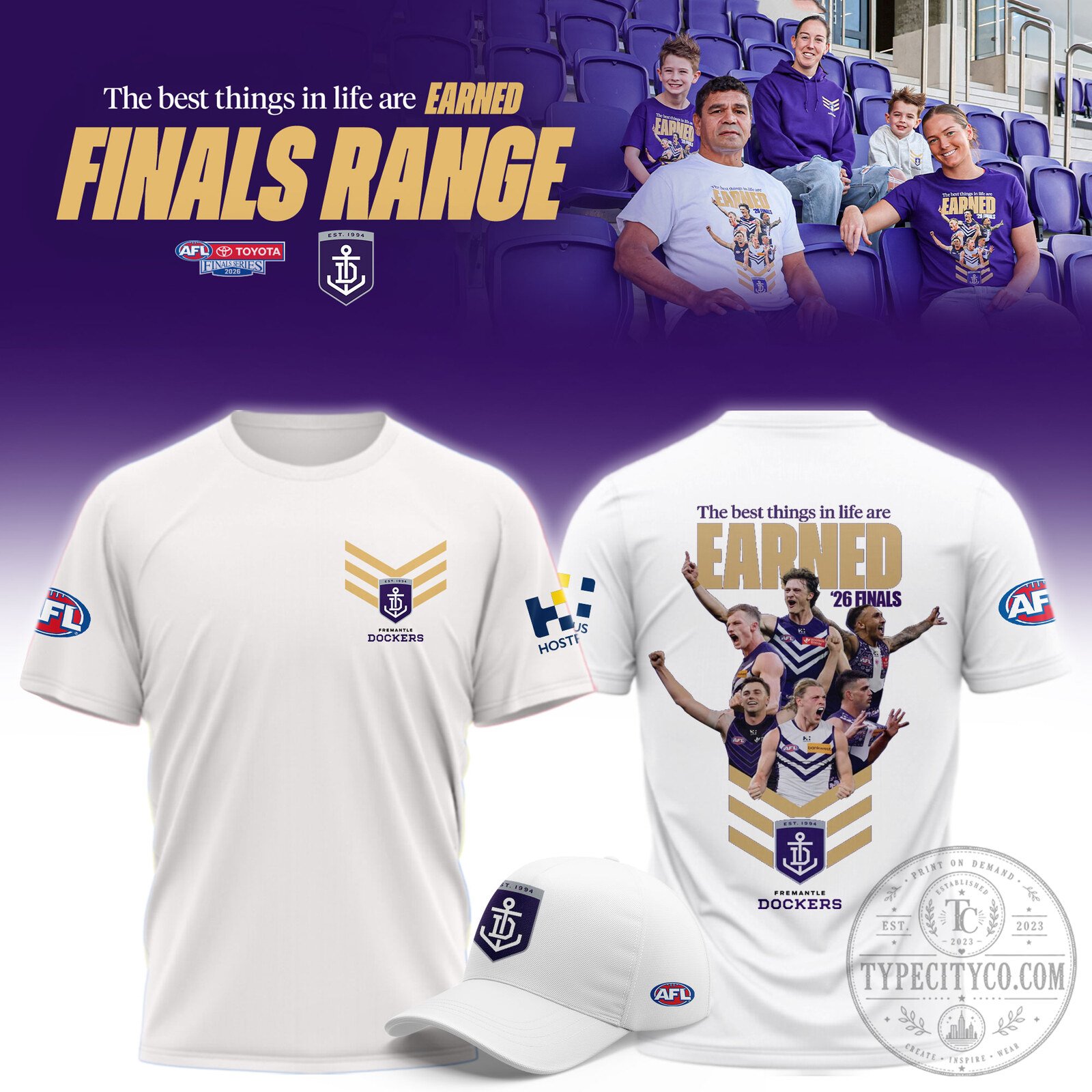 Fremantle Dockers 2026 AFL Finals Range Earned White Short Sleeve T-Shirt 2 Fremantle Dockers 2026 AFL Finals Range Earned White Short Sleeve T-Shirt