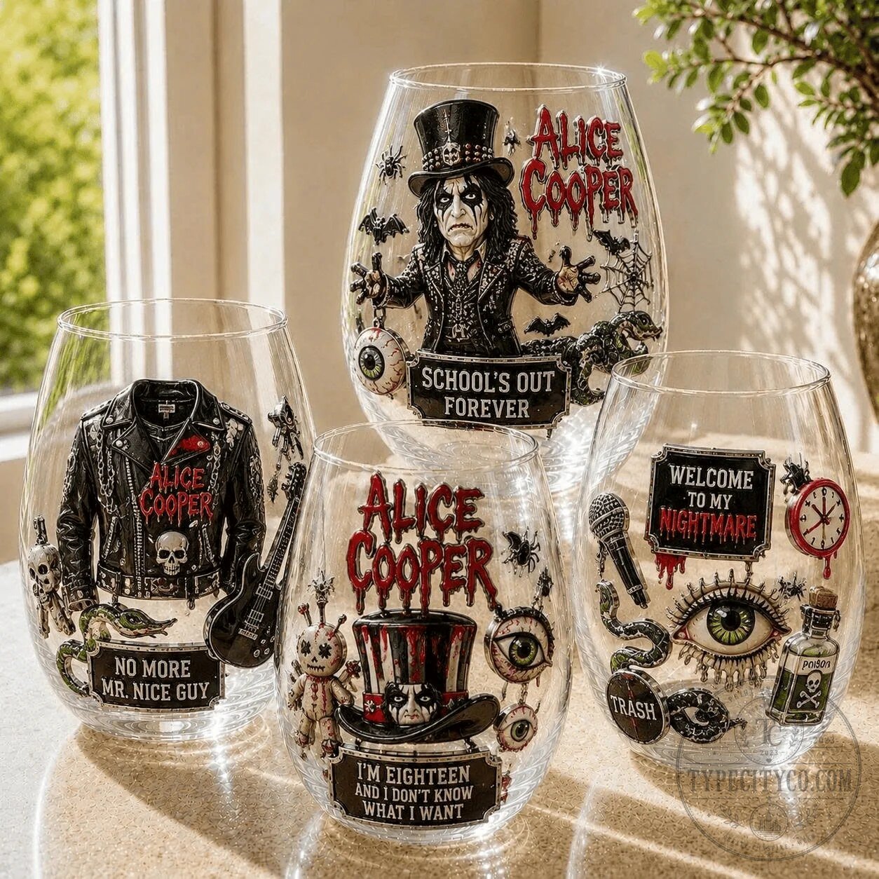 Alice Cooper Welcome To My Nightmare Stemless Wine Glass Set