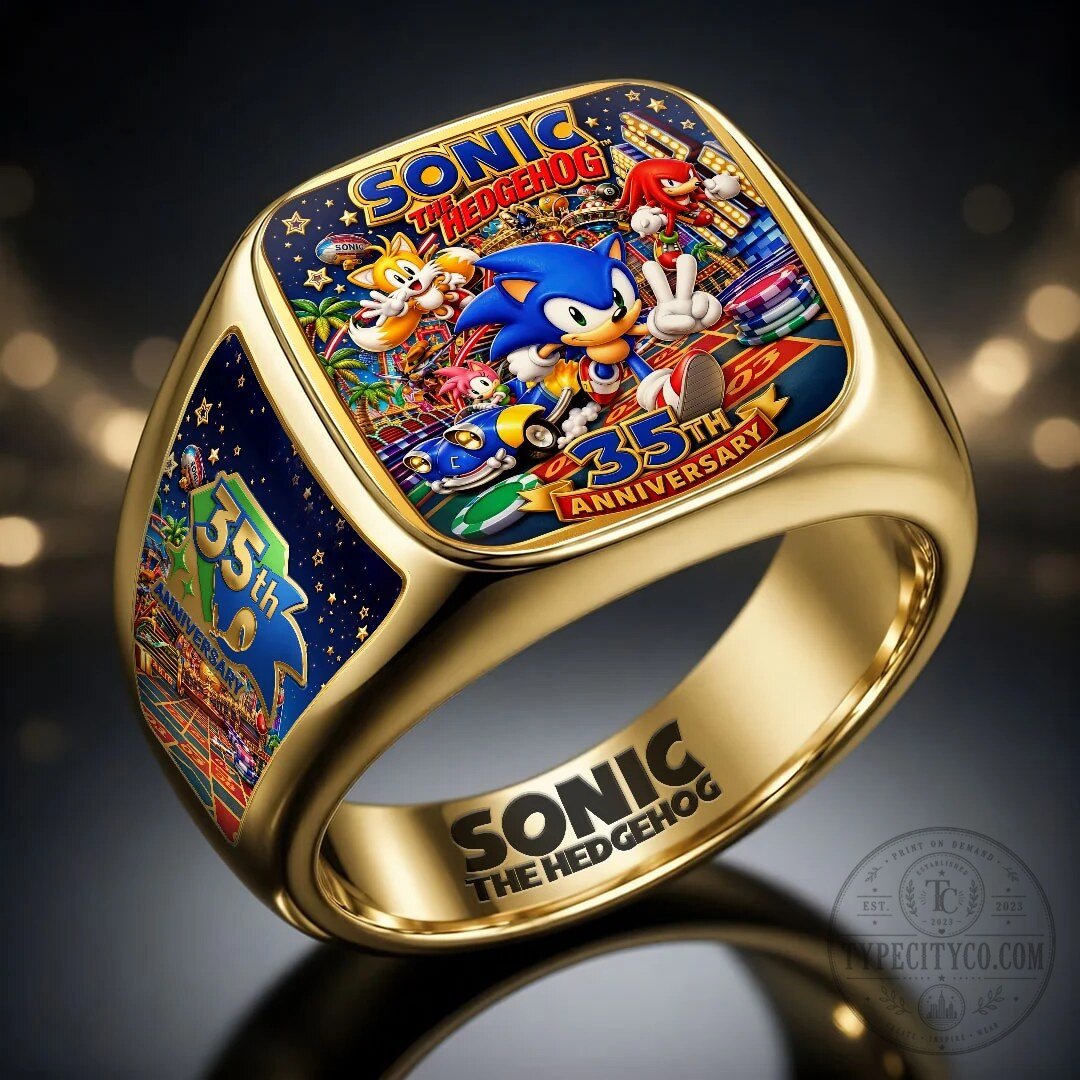 Sonic the Hedgehog 35th Anniversary Gold Plated Commemorative Ring 1 Sonic the Hedgehog 35th Anniversary Gold Plated Commemorative Ring
