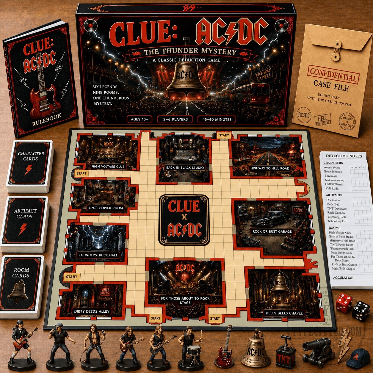 AC/DC Clue The Thunder Mystery Classic Deduction Board Game
