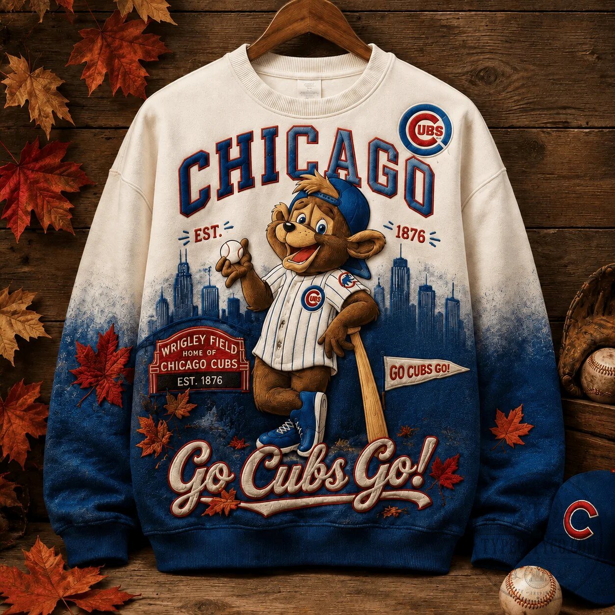 Chicago Cubs Baseball Team Mascot Wrigley Field Go Cubs Go Sweatshirt