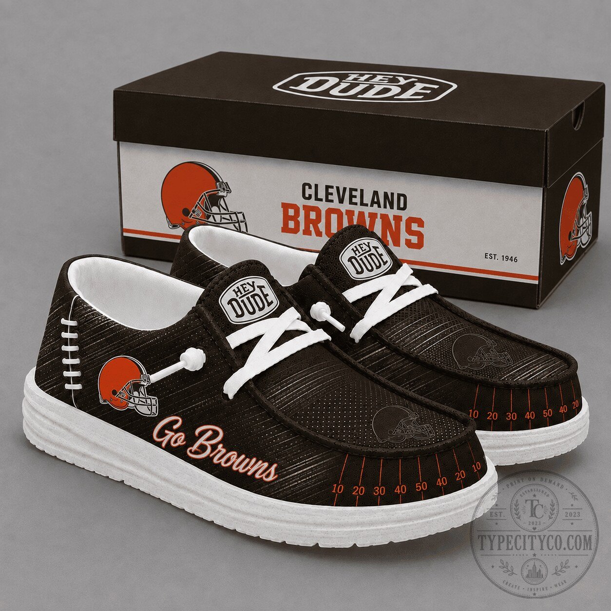Cleveland Browns Football Field Pattern Fan Loafer Shoes