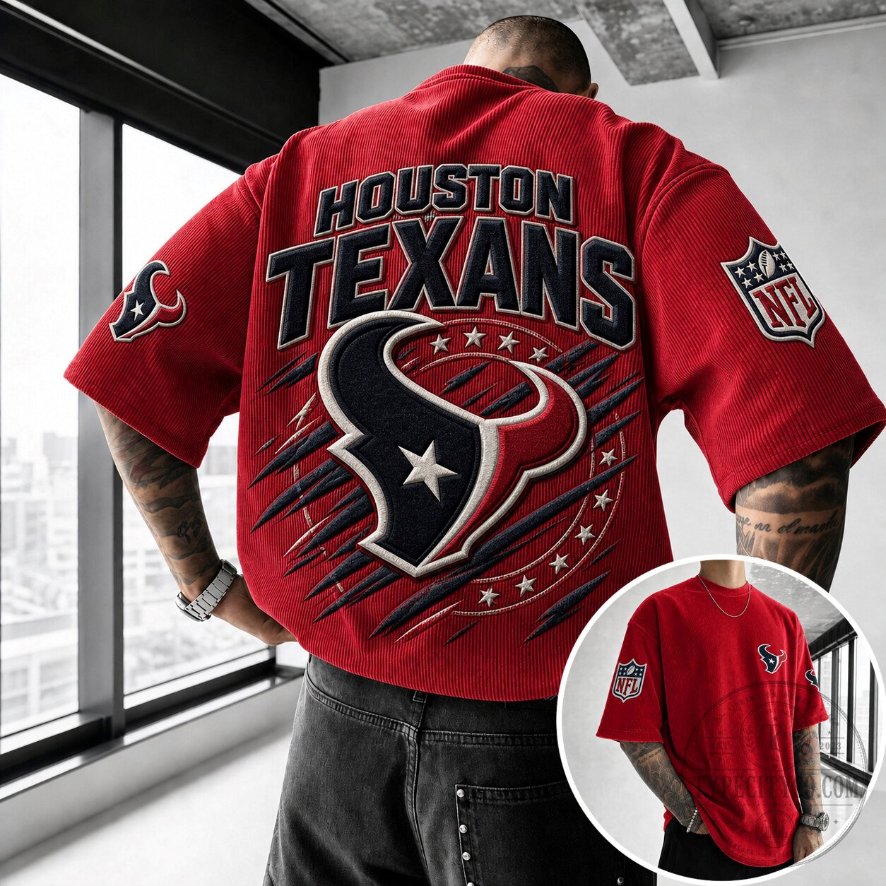 Houston Texans National Football League Embroidered Oversized T-Shirt