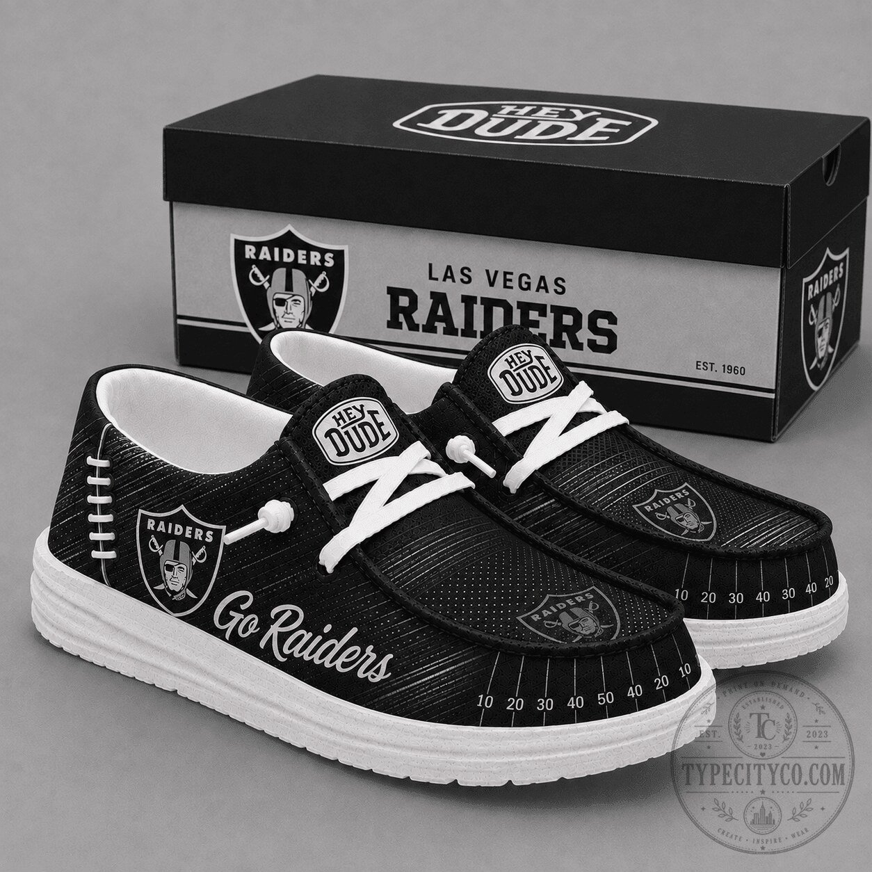 Las Vegas Raiders Football Field Fan Loafer Shoes for Men and Women