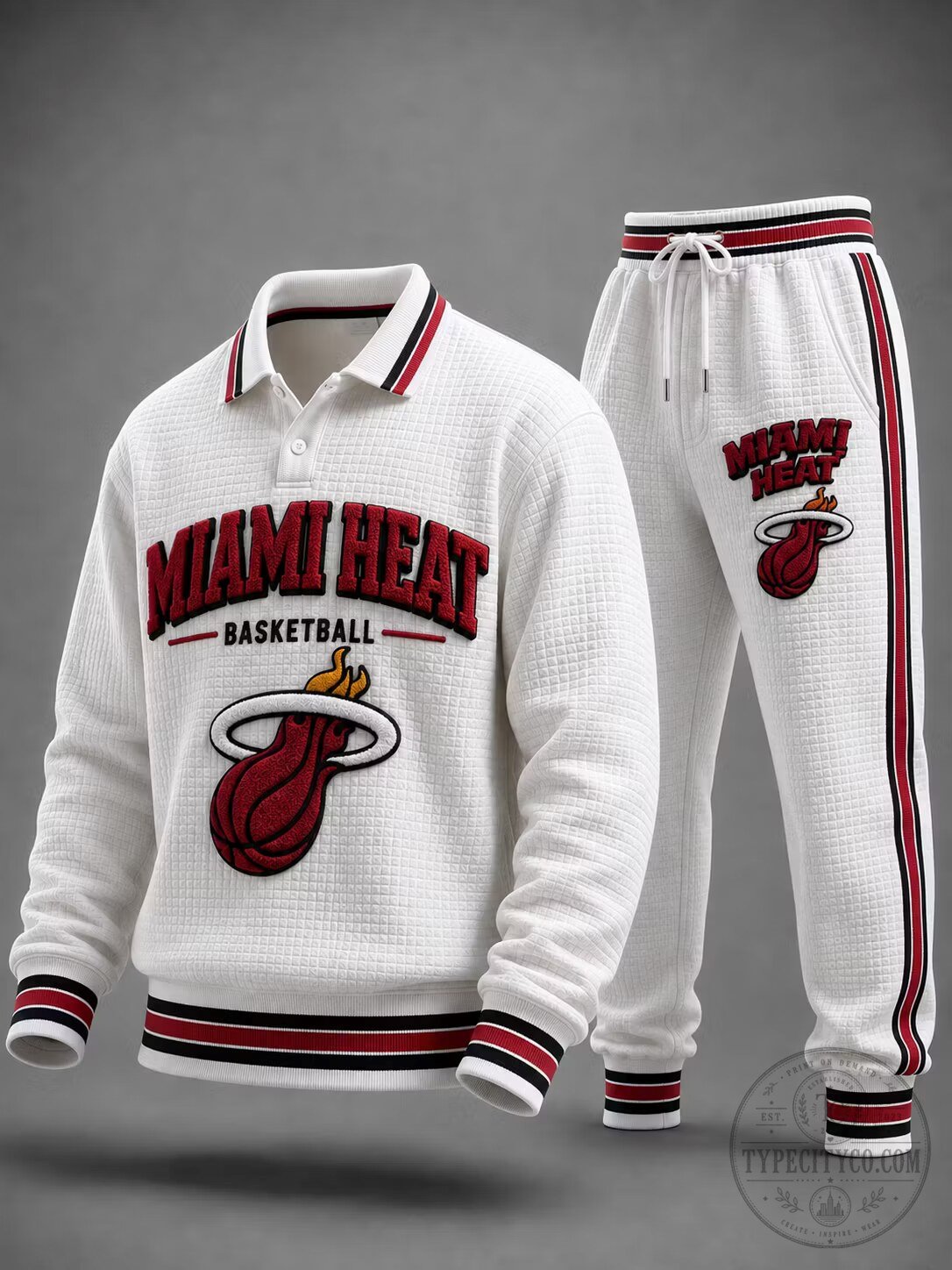 Miami Heat Basketball Polo Shirt and Jogger Pants Set