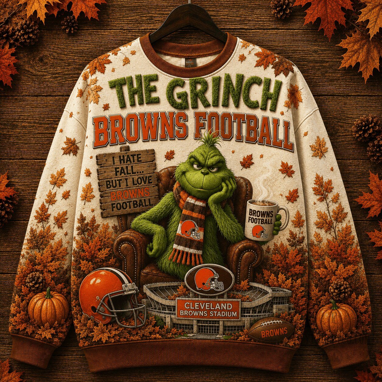 Cleveland Browns Fan The Grinch Football Autumn Sweatshirt