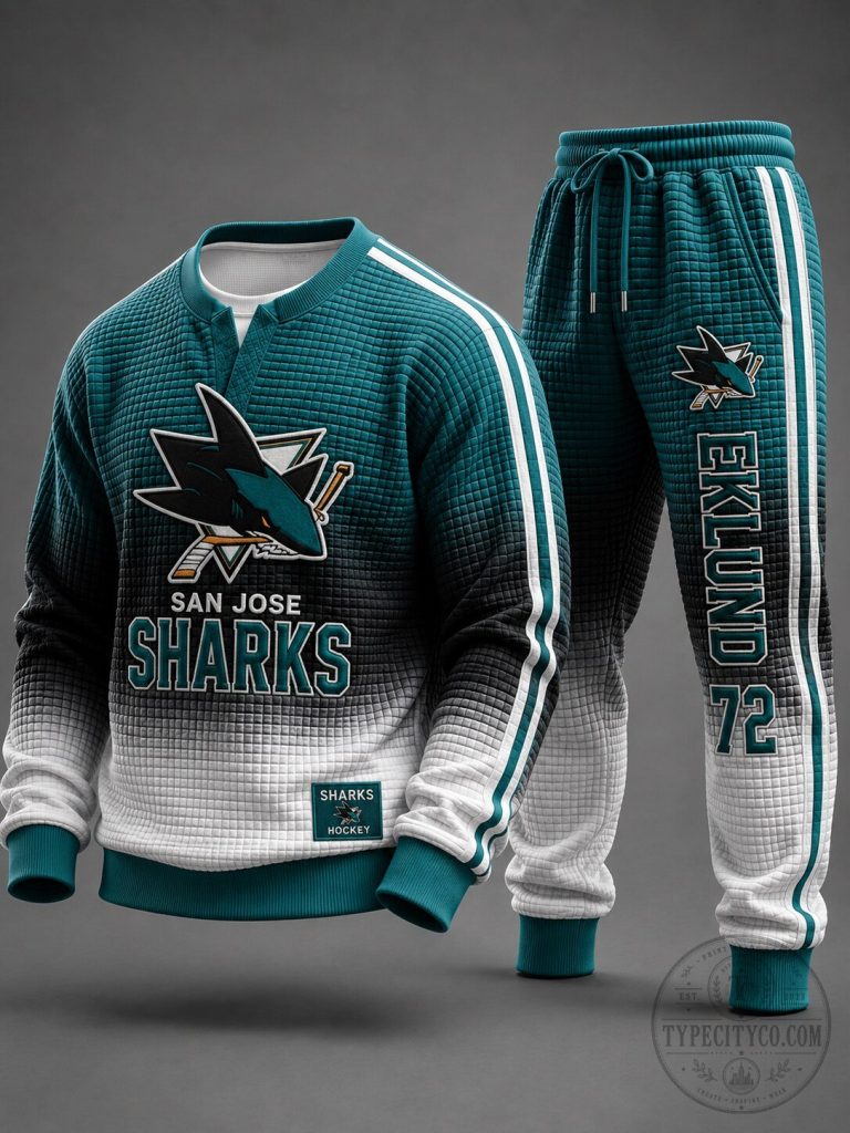 San Jose Sharks William Eklund Number 72 Hockey Team Pullover Sweatshirt and Jogger Pants Set 7 San Jose Sharks William Eklund Number 72 Hockey Team Pullover Sweatshirt and Jogger Pants Set