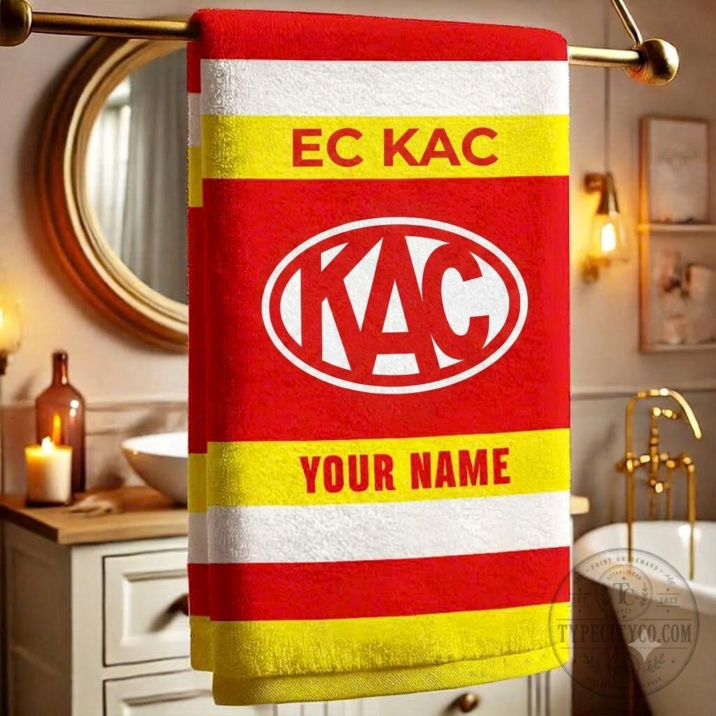 EC KAC Ice Hockey Team Personalized Red Yellow White Bath Towel