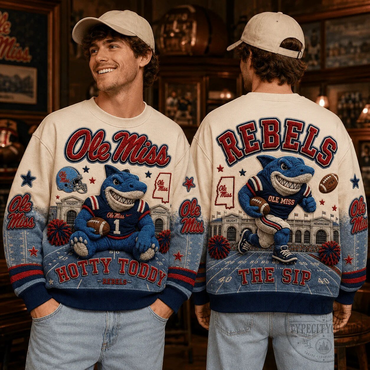 Ole Miss Rebels Football Team Mascot Shark Hotty Toddy The Sip Sweatshirt