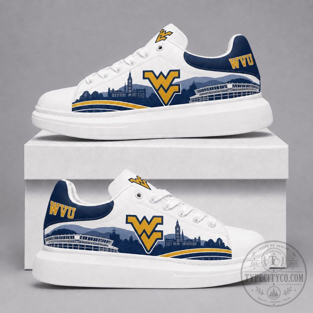 West Virginia Mountaineers University Logo White Fashion Sneakers West Virginia Mountaineers University Logo White Fashion Sneakers