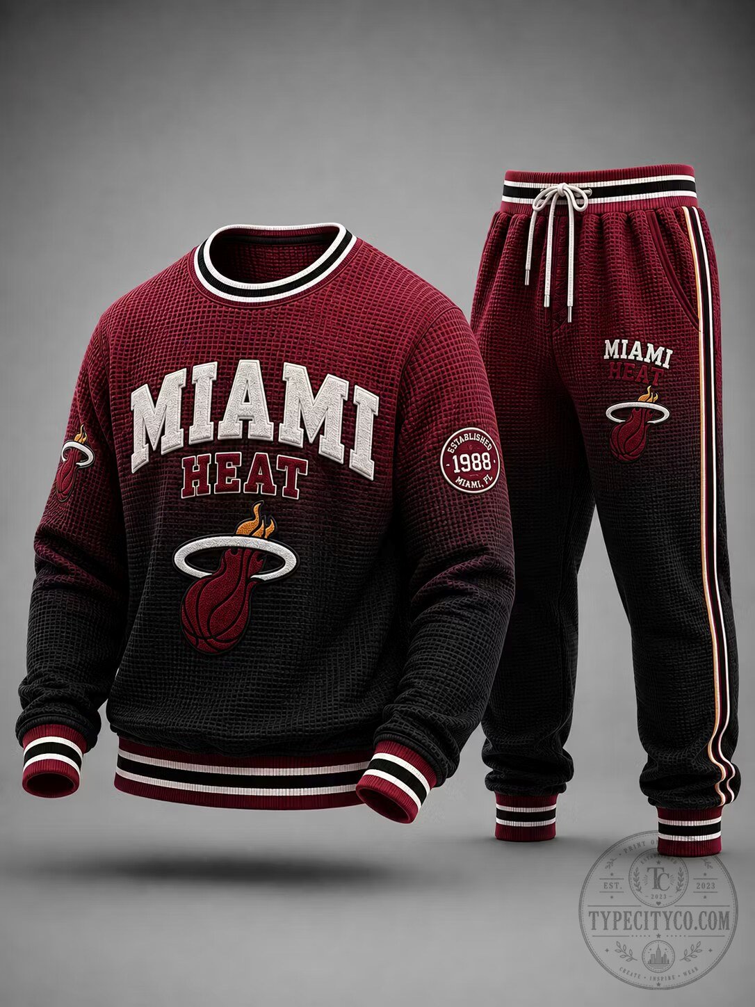 Miami Heat Basketball Team Fan Apparel Sweatshirt and Jogger Pants Set