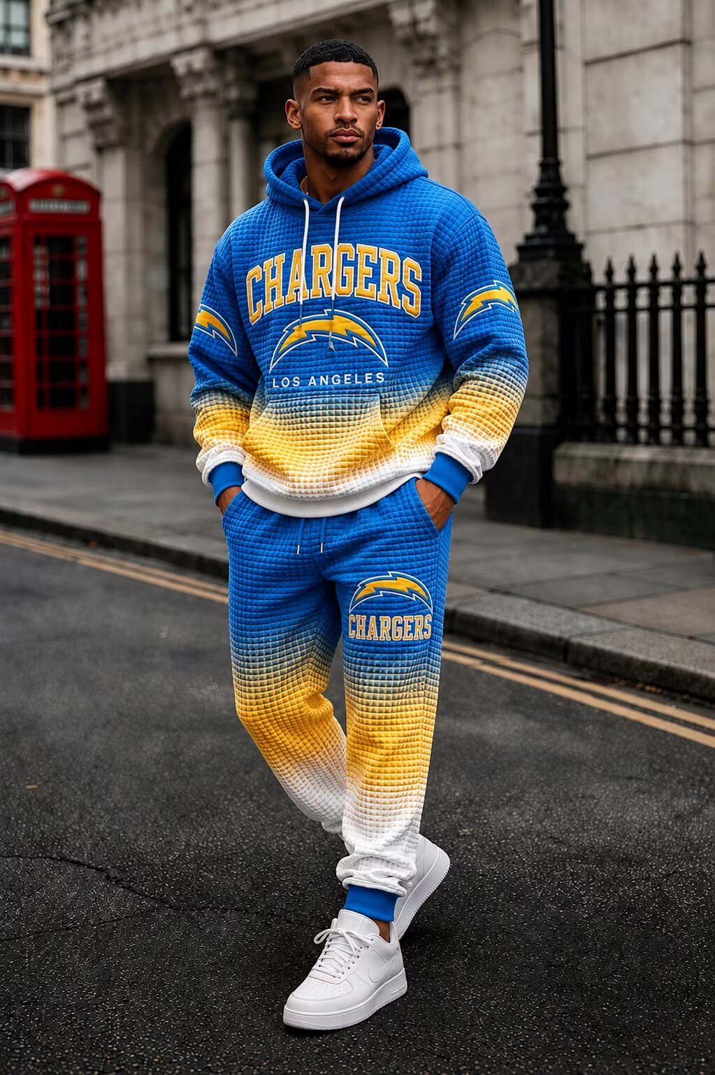 Waffle Knit Hoodie and Jogger Pants Set for Los Angeles Chargers Fans