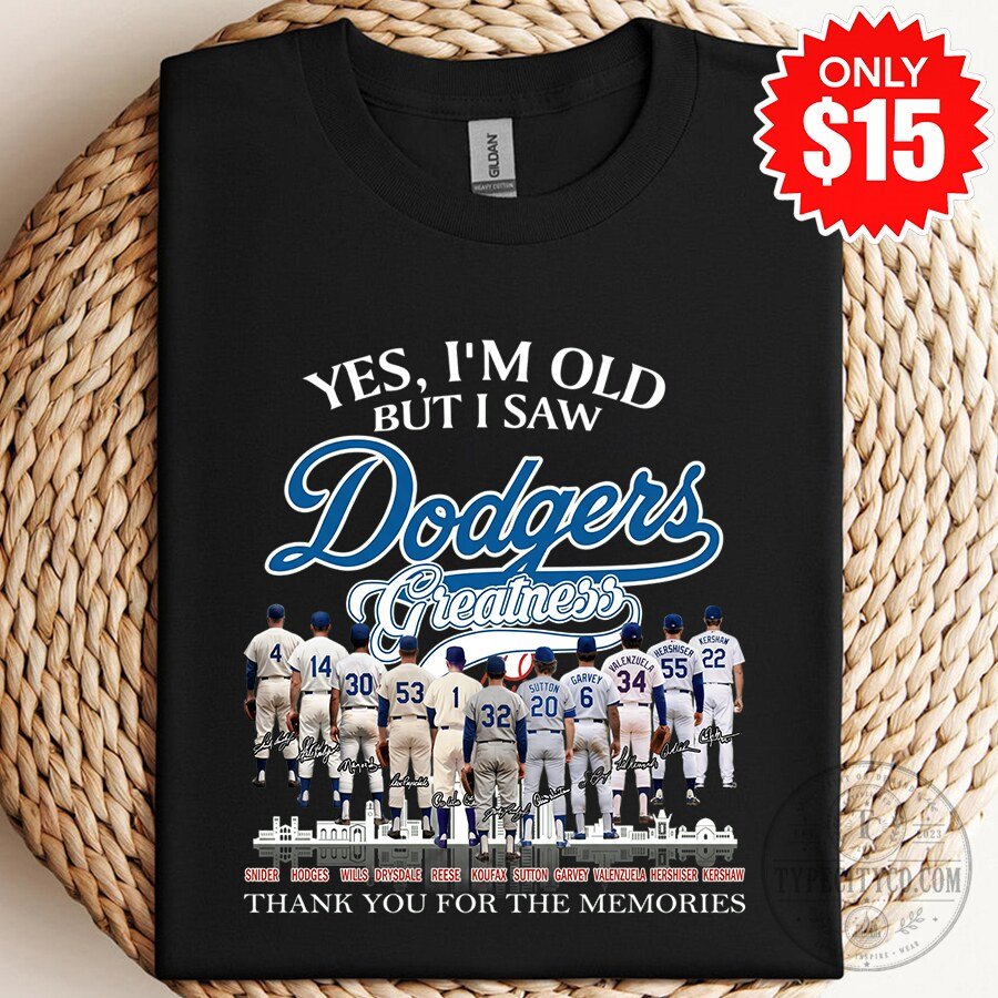 Los Angeles Dodgers Baseball Greatness Thank You For The Memories T-Shirt