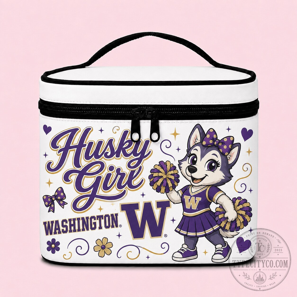 Washington Huskies Husky Girl Mascot Cosmetic Bag