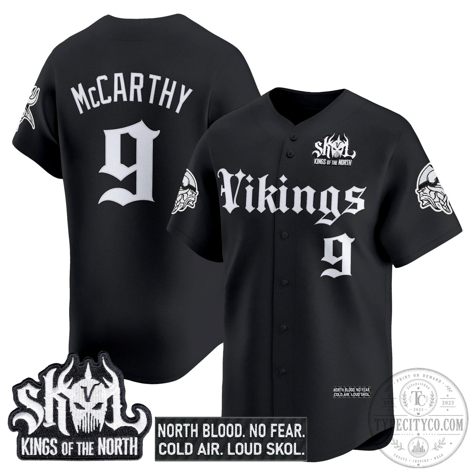 Minnesota Vikings Gothic Norseblood Edition Baseball Jersey