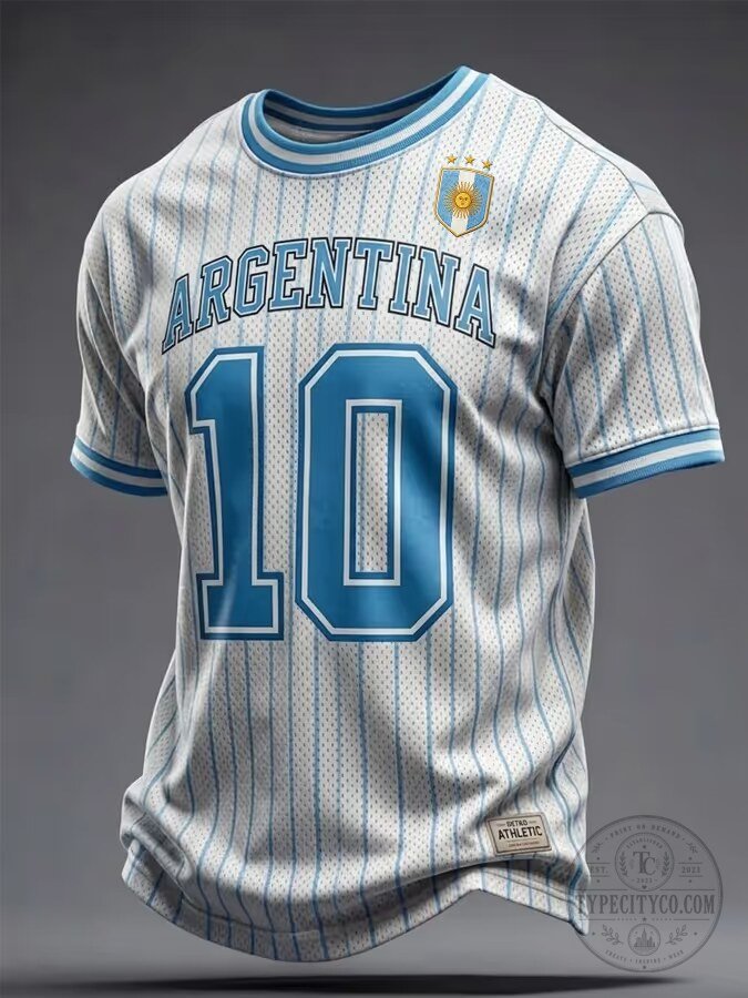 Argentina National Football Team Number 10 Retro Striped Jersey