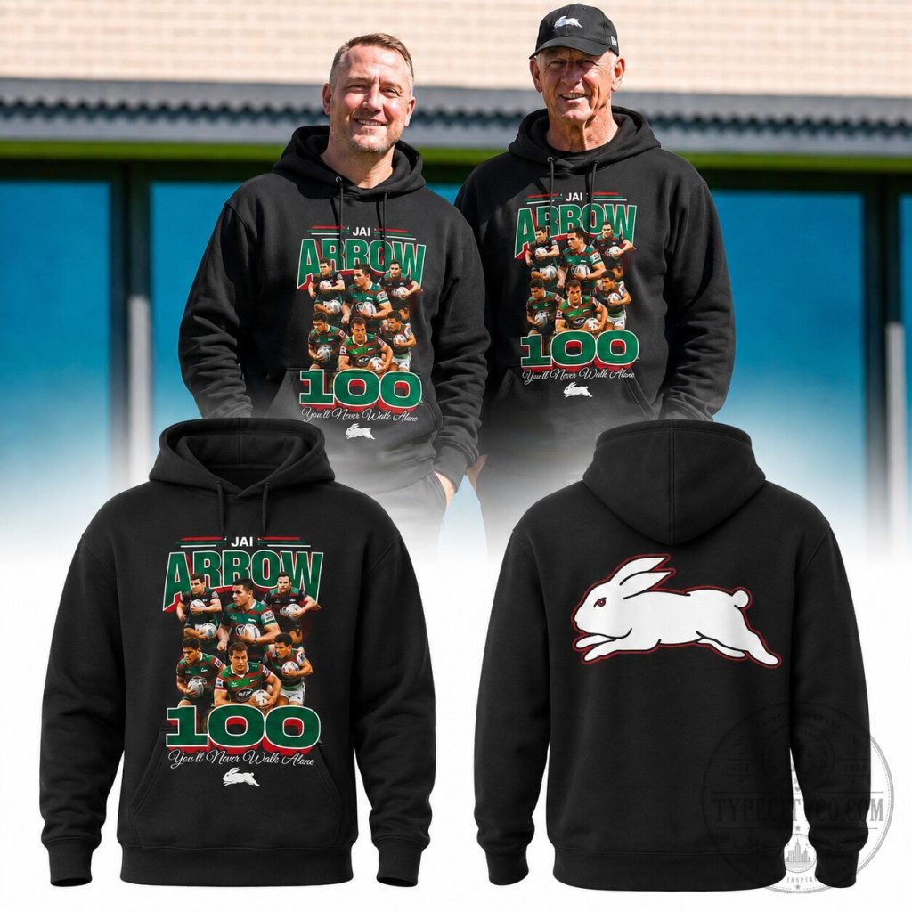 Jai Arrow South Sydney Rabbitohs 100th Game You'll Never Walk Alone Hoodie Jai Arrow South Sydney Rabbitohs 100th Game "You'll Never Walk Alone" Hoodie